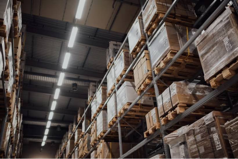 warehouse with boxes on shelves in kansas city