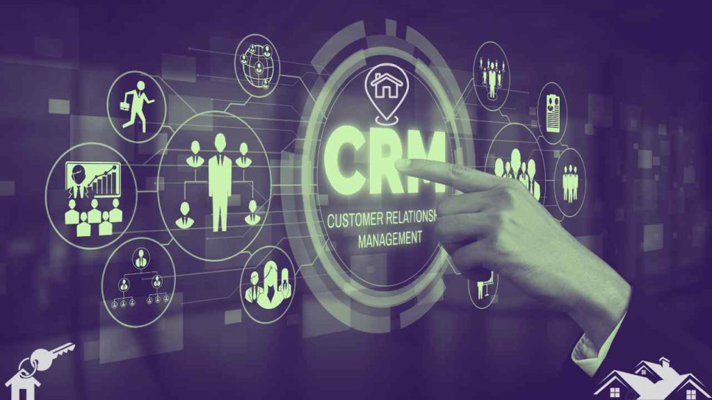 a person pointing at the CRM graphic 