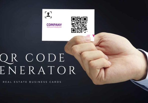 a person holding a business card with a qr code on it