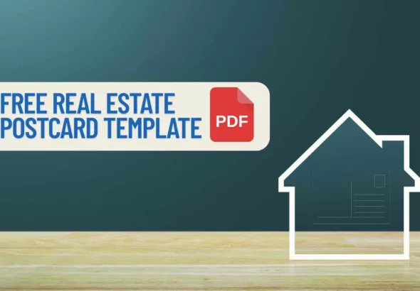 a graphic of a house with a postcard inside of it